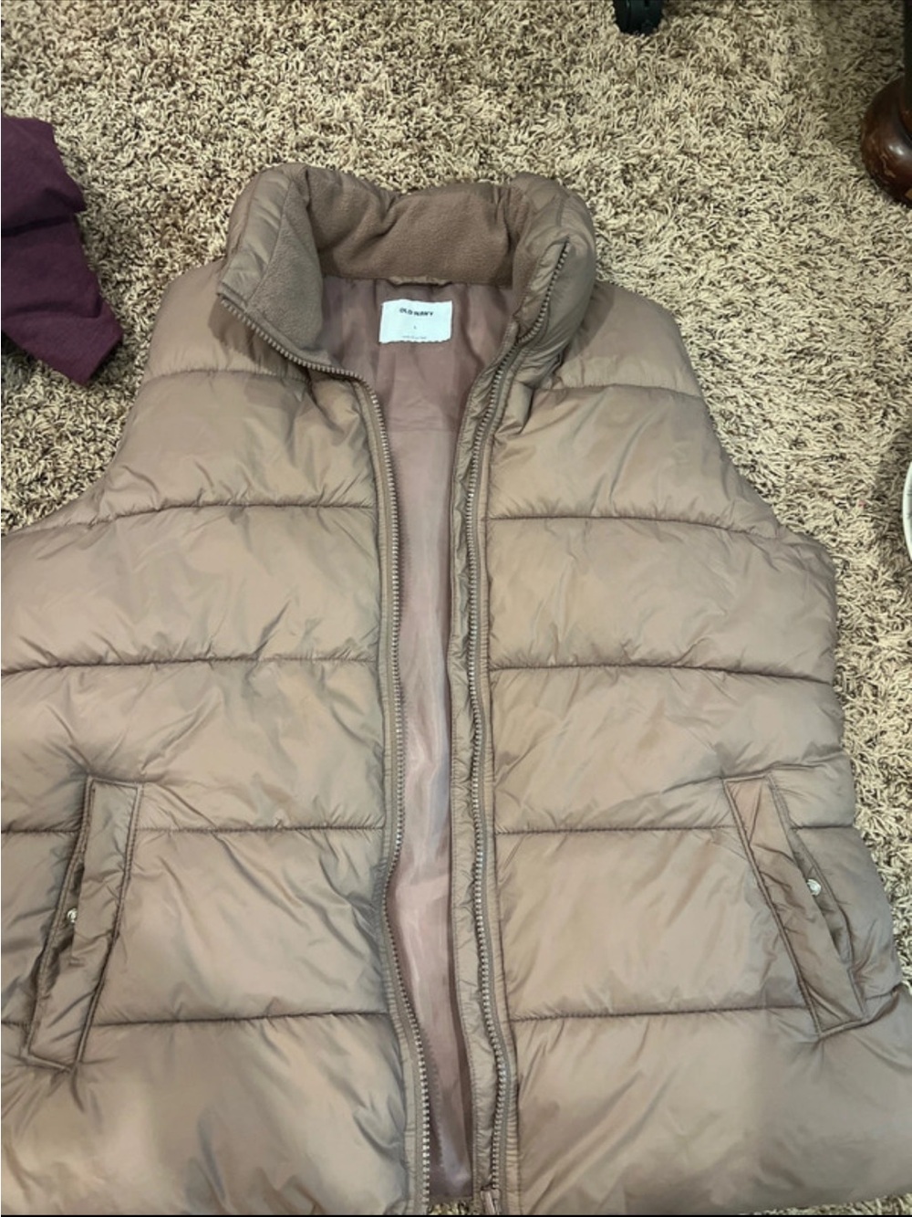 Old Navy Taupe Quilted Puffer Vest